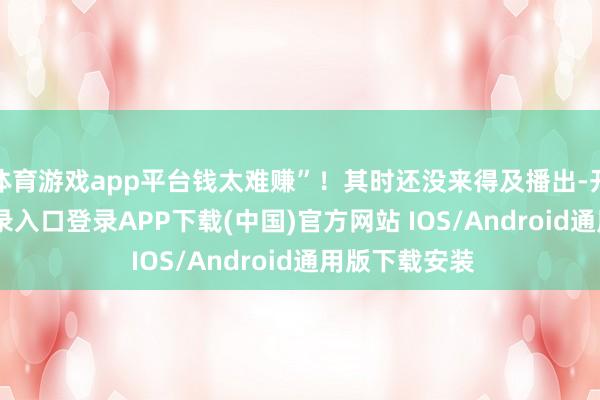 体育游戏app平台钱太难赚”！其时还没来得及播出-开云kai